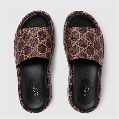 brown gucci slides women's